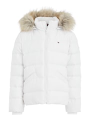 Tommy Hilfiger White Girls Essential Down Faux Fur Hood Jacket - Image 4 of 6