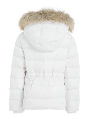 Tommy Hilfiger White Girls Essential Down Faux Fur Hood Jacket - Image 5 of 6