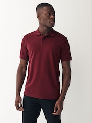 Red Burgundy Slim Fit Short Sleeve Pique Polo Shirt - Image 1 of 8