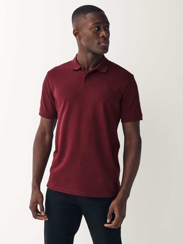 Red Burgundy Slim Fit Short Sleeve Pique Polo Shirt - Image 1 of 8