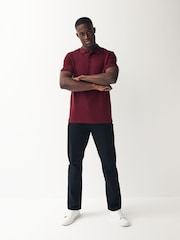 Red Burgundy Slim Fit Short Sleeve Pique Polo Shirt - Image 2 of 8