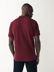 Red Burgundy Slim Fit Short Sleeve Pique Polo Shirt - Image 3 of 8