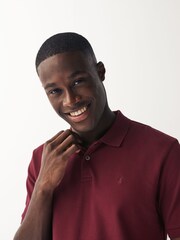 Red Burgundy Slim Fit Short Sleeve Pique Polo Shirt - Image 4 of 8