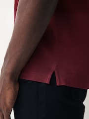 Red Burgundy Slim Fit Short Sleeve Pique Polo Shirt - Image 5 of 8