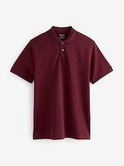 Red Burgundy Slim Fit Short Sleeve Pique Polo Shirt - Image 6 of 8