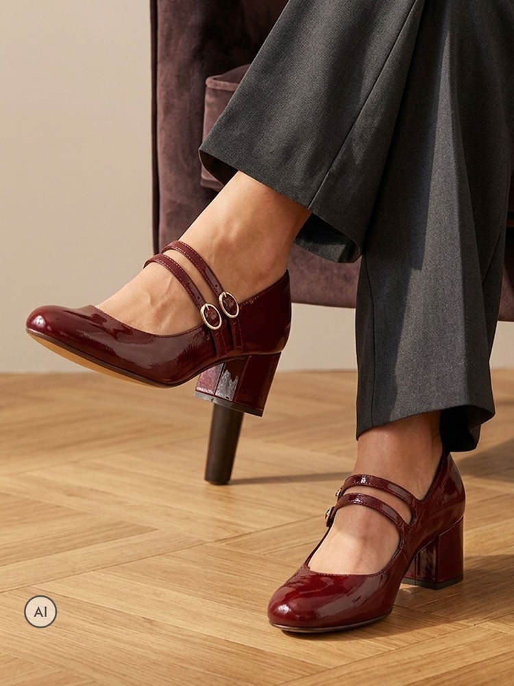 Jones Bootmaker Red Regular Fit Xanthi Heeled Mary Janes - Image 1 of 6 Jones Bootmaker Red Regular Fit Xanthi Heeled Mary Janes - Image 1 of 6