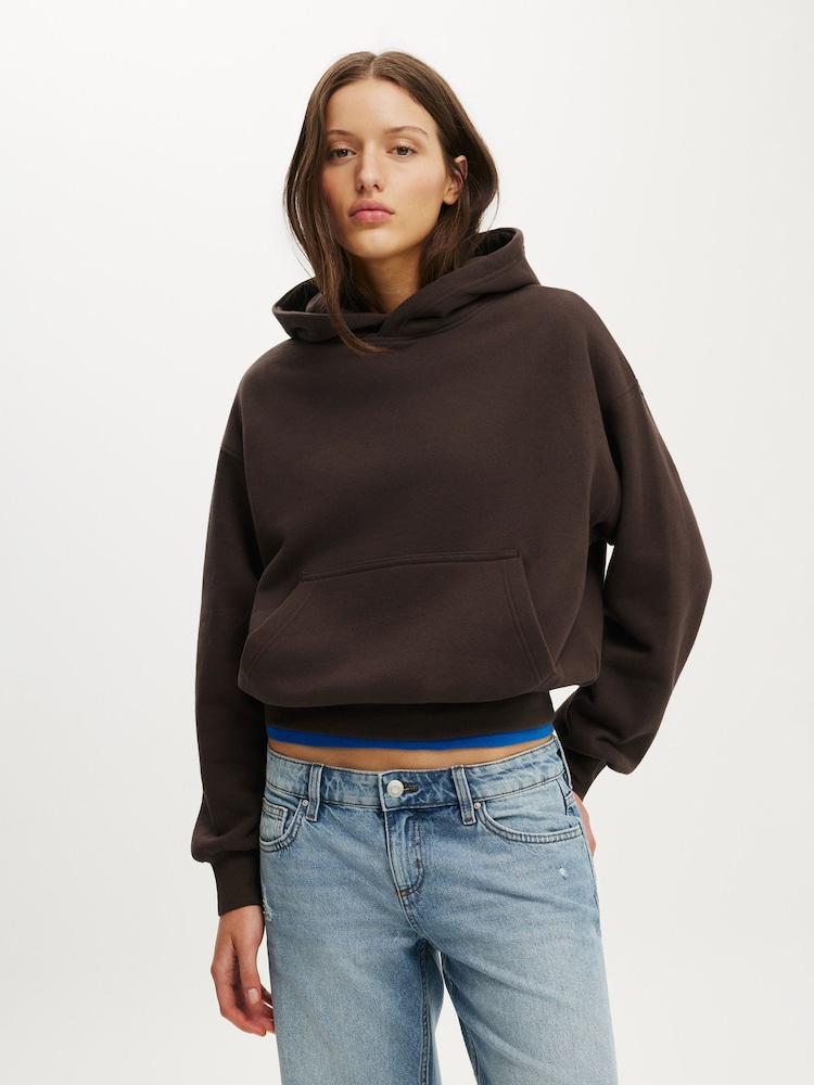 Cotton On Brown Boxy Fleece Hoodie - Image 1 of 4 Cotton On Brown Boxy Fleece Hoodie - Image 1 of 4