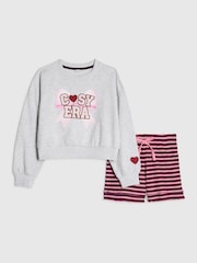 River Island Grey Cosy Era Sweat Pyjamas Set - Image 1 of 5