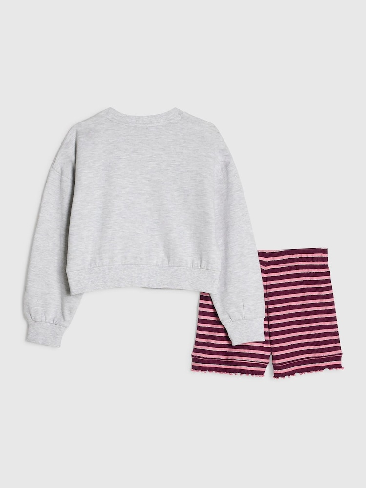 River Island Grey Cosy Era Sweat Pyjamas Set - Image 2 of 5 River Island Grey Cosy Era Sweat Pyjamas Set - Image 2 of 5