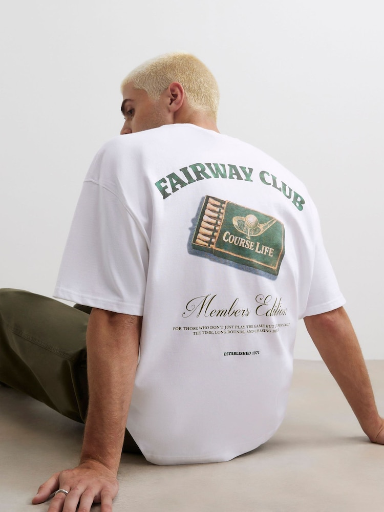River Island White Fairway Club Graphic T-Shirt - Image 4 of 4