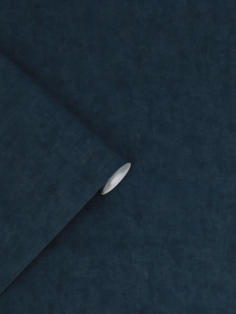 Laura Ashley Midnight Seaspray Blue Plain Textured 10M Wallpaper - Image 2 of 4