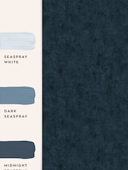 Laura Ashley Midnight Seaspray Blue Plain Textured 10M Wallpaper - Image 4 of 4