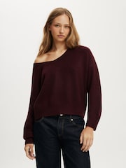 Cotton On Red Softest Luxe Slouchy V-Neck Knit Jumper - Image 5 of 6