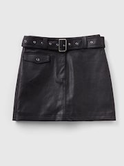 Benetton Womens Belted Black Mini Skirt - Image 3 of 3