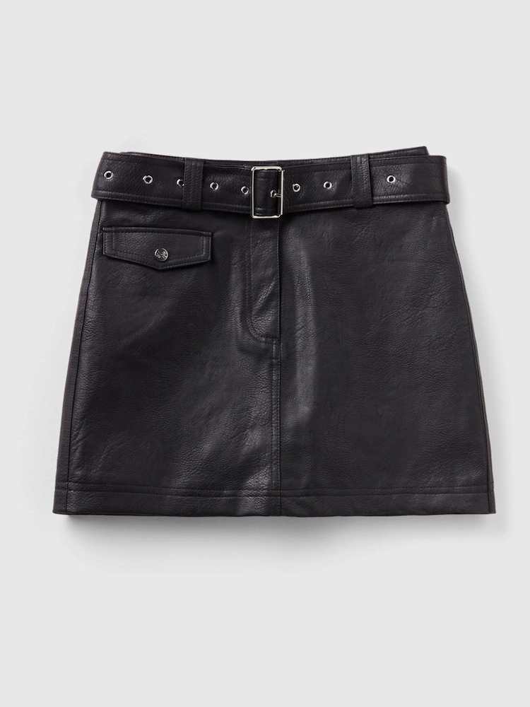Benetton Womens Belted Black Mini Skirt - Image 3 of 3