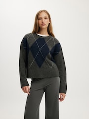 Cotton On Black/Grey Luxe Crew Jumper - Image 1 of 4