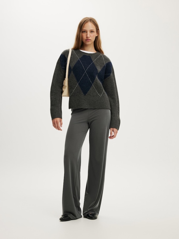 Cotton On Black/Grey Luxe Crew Jumper - Image 2 of 4 Cotton On Black/Grey Luxe Crew Jumper - Image 2 of 4