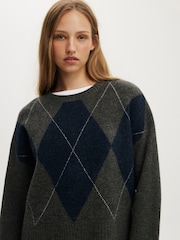 Cotton On Black/Grey Luxe Crew Jumper - Image 4 of 4