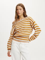 Cotton On Yellow Softest Luxe Off Shoulder Knitwear Jumper - Image 3 of 4