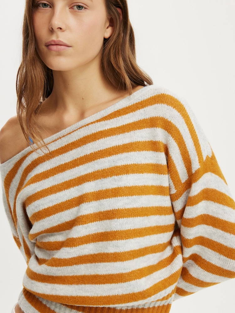 Cotton On Yellow Softest Luxe Off Shoulder Knitwear Jumper - Image 4 of 4