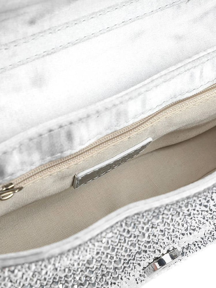 Jones Bootmaker Silver Vertigo Touch Fasten Embellished Clutch Bag - Image 4 of 4 Jones Bootmaker Silver Vertigo Touch Fasten Embellished Clutch Bag - Image 4 of 4