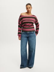 Cotton On Purple Softest Luxe Off Shoulder Knitwear Jumper - Image 1 of 4