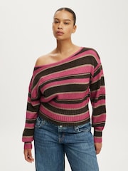 Cotton On Purple Softest Luxe Off Shoulder Knitwear Jumper - Image 2 of 4
