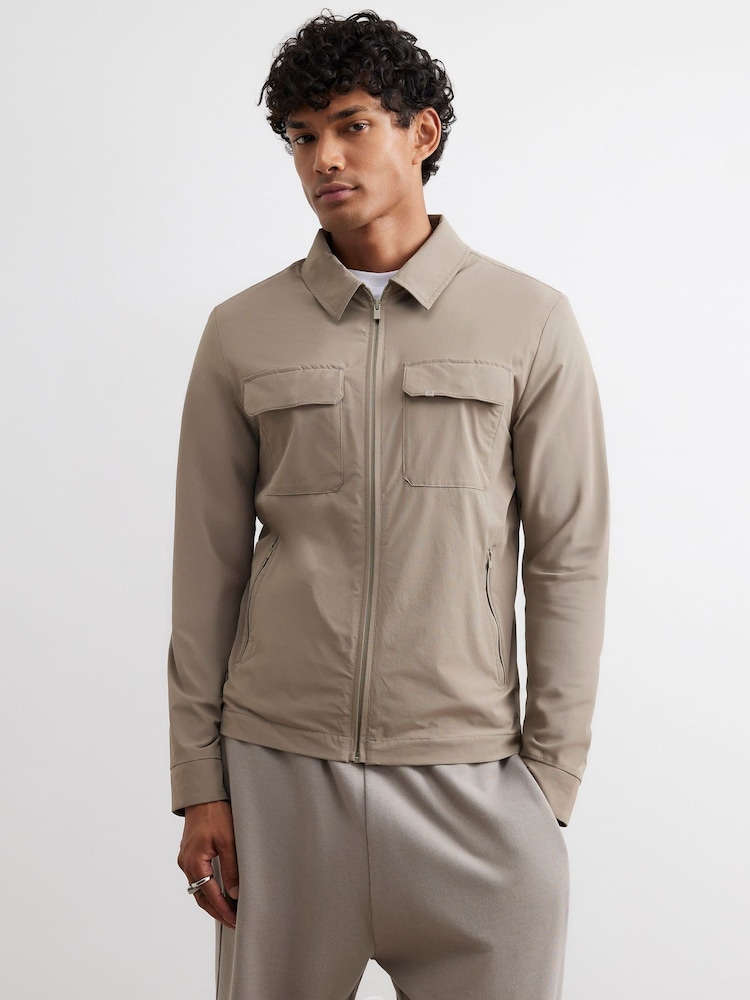 River Island Natural Muscle Fit Shacket - Image 1 of 4