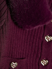 River Island Purple Faux Fur Collar Cardigan & Leggings Set - Image 4 of 5