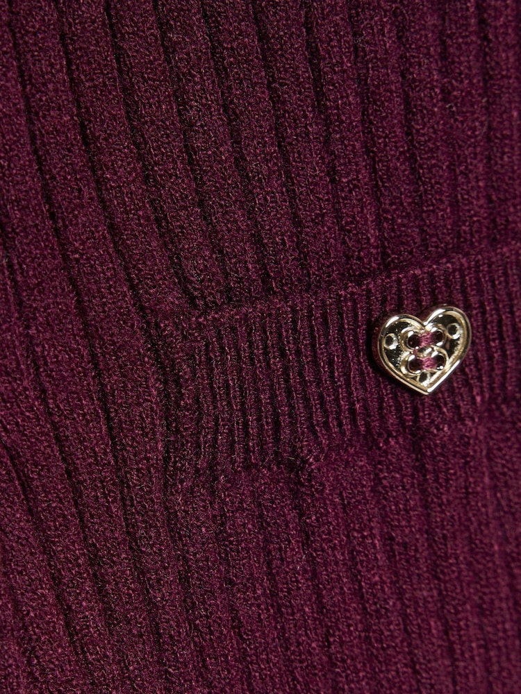 River Island Purple Faux Fur Collar Cardigan & Leggings Set - Image 5 of 5