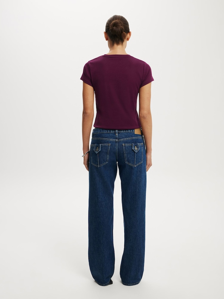 Cotton On Navy Blue Low Rise Straight Jeans - Image 2 of 6