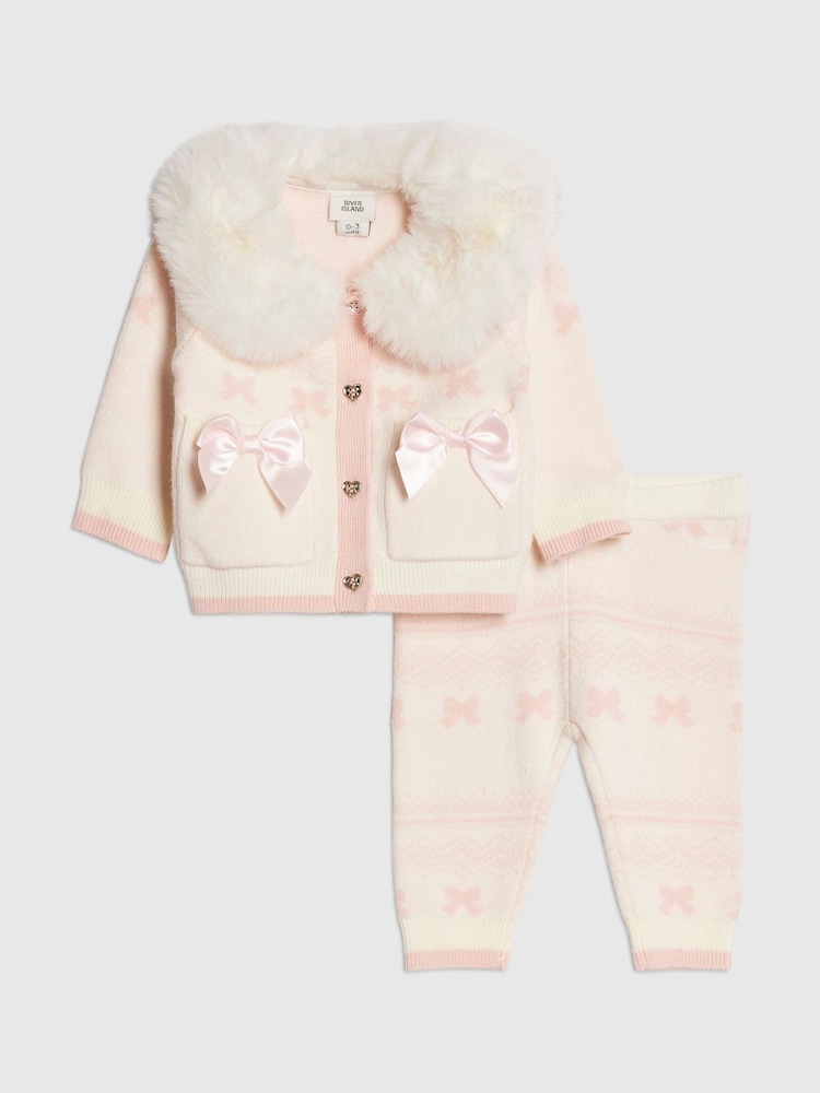 River Island Cream Fairisle Cardigan & Leggings Set - Image 1 of 5 River Island Cream Fairisle Cardigan & Leggings Set - Image 1 of 5
