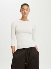 Cotton On White Close Knit Boat Neck Cardigans - Image 2 of 4