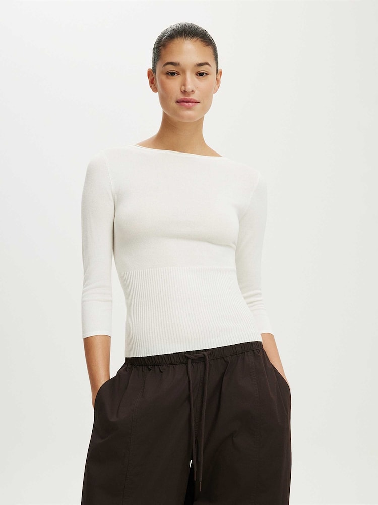 Cotton On White Close Knit Boat Neck Cardigans - Image 2 of 4