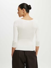 Cotton On White Close Knit Boat Neck Cardigans - Image 3 of 4