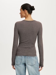 Cotton On Brown Blake Henley Long Sleeve Top - Image 3 of 4