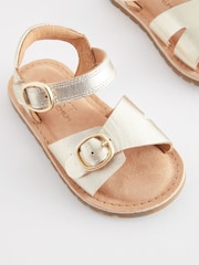 Gold Wide Fit (G) Leather Buckle Sandals - Image 4 of 5