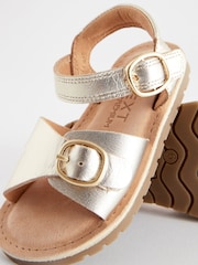 Gold Wide Fit (G) Leather Buckle Sandals - Image 5 of 5