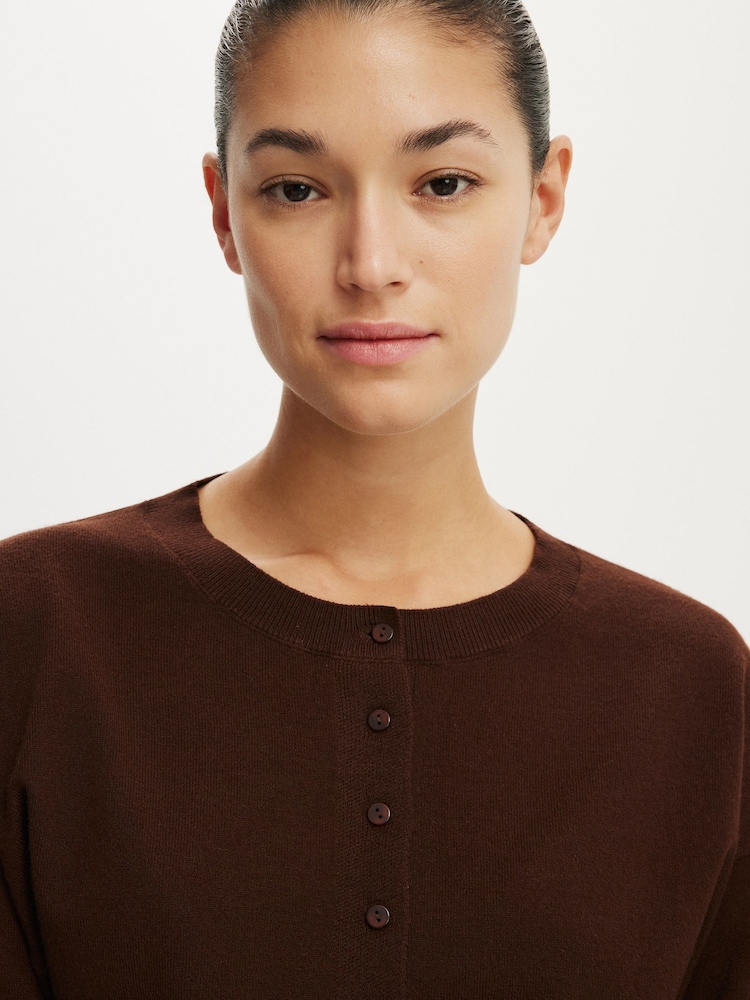 Cotton On Brown Sara Button Cardigan - Image 4 of 4 Cotton On Brown Sara Button Cardigan - Image 4 of 4