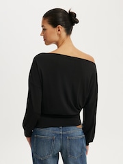 Cotton On Black Sage Off Shoulder Long Sleeve Top - Image 3 of 4