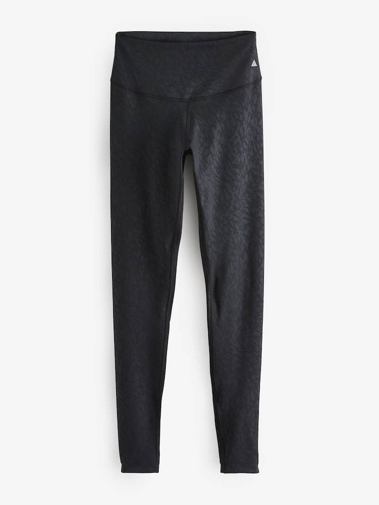 Black Embossed Zebra Print Next Active Sports Tummy Control High Waisted Full Length Sculpting Leggings - Image 6 of 6