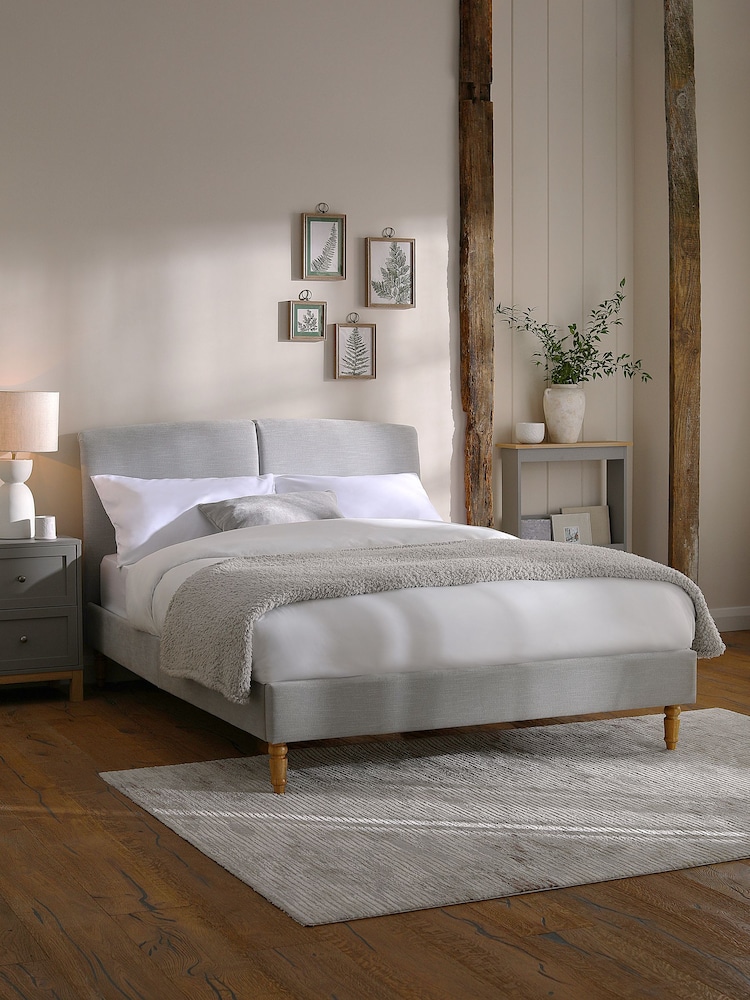 Soft Texture Light Grey Hove Upholstered Bed Frame - Image 1 of 8