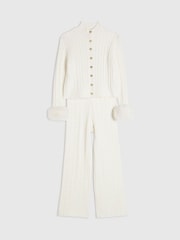 River Island Cardigan à câble en fausse fourrure et poignets Ensemble pantalon - Image 1 de 5