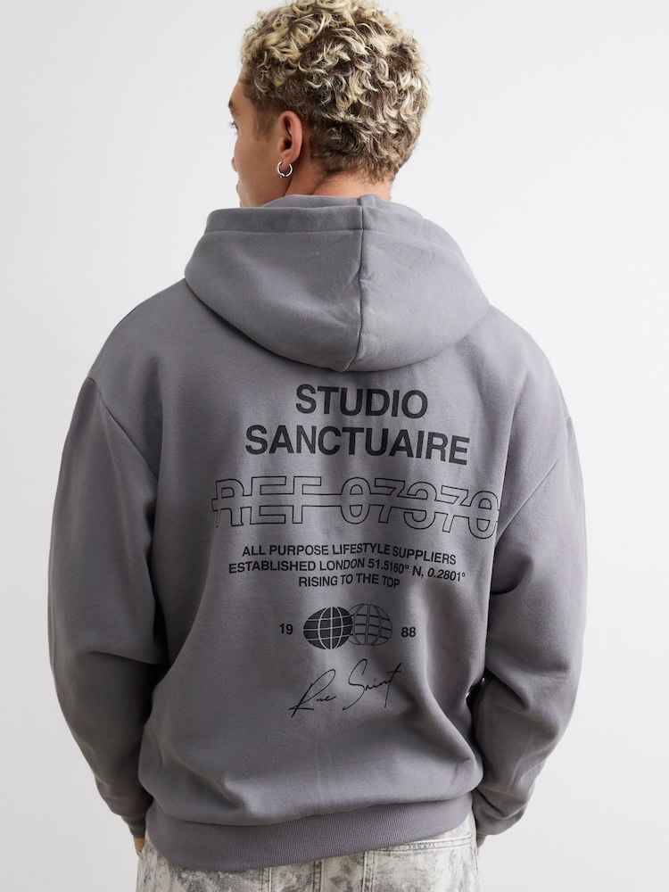 River Island Grey Oversized Sanctuaire Hoodie - Image 4 of 4 River Island Grey Oversized Sanctuaire Hoodie - Image 4 of 4