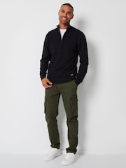 Threadbare Black Funnel Quarter Zip Knitted Jumper - Image 3 of 4