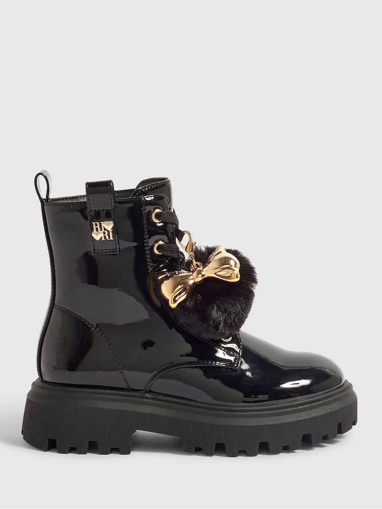 River Island Black Lace Up Boots - Image 1 of 5 River Island Black Lace Up Boots - Image 1 of 5