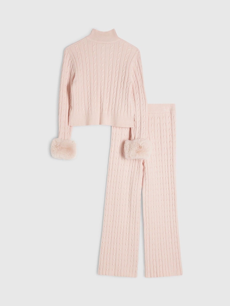 River Island Ζακέτα με μανικετόκοψη γούνας & Παντελόνια Σετ - Εικόνα 2 από 5