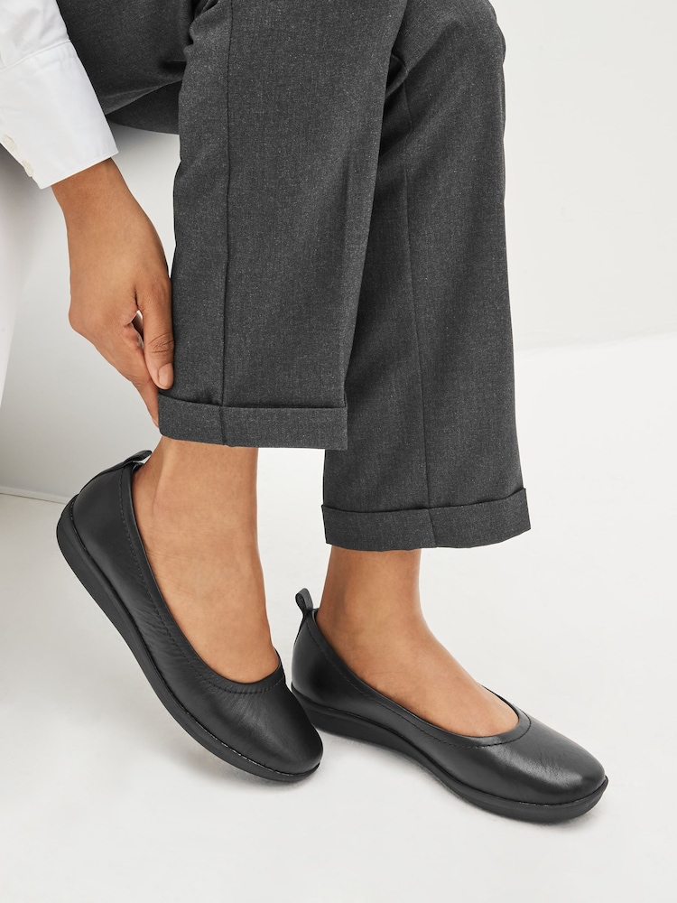 Black Leather Forever Comfort® with Motionflex EVA Ballerina Shoes - Image 1 of 9