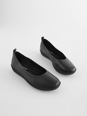 Black Leather Forever Comfort® with Motionflex EVA Ballerina Shoes - Image 4 of 9