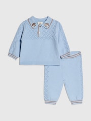 River Island Blue Knitted Polo Top  & Leggings Set - Image 1 of 5